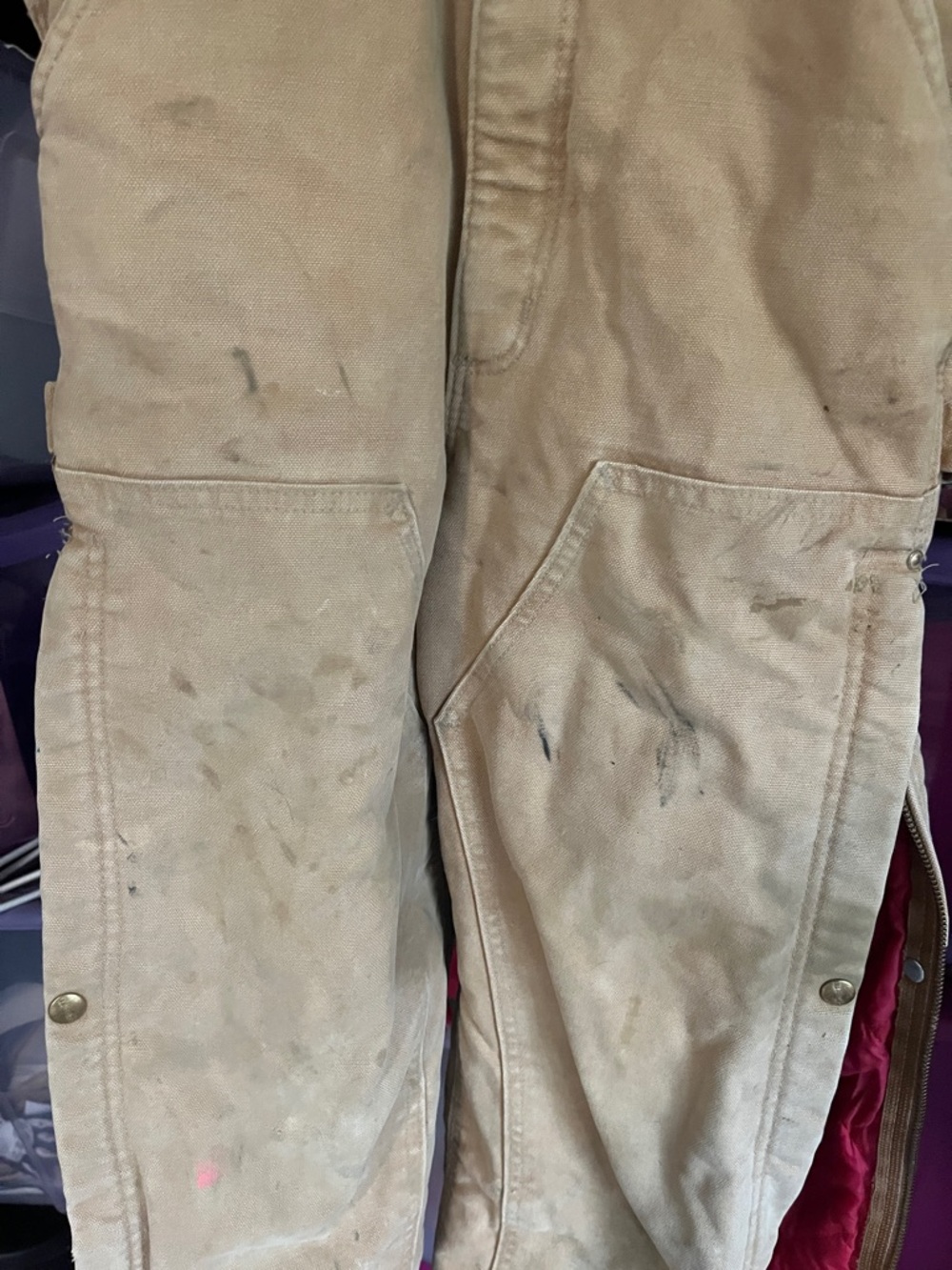 SALE:Carhartt Khaki/Tan Duck Canvas Work Bib Overalls - Picture 2 of 2